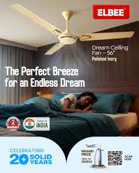 ELBEE Dream 56" Ceiling Fan – HSLV, Double Ball Bearing, Low Wattage