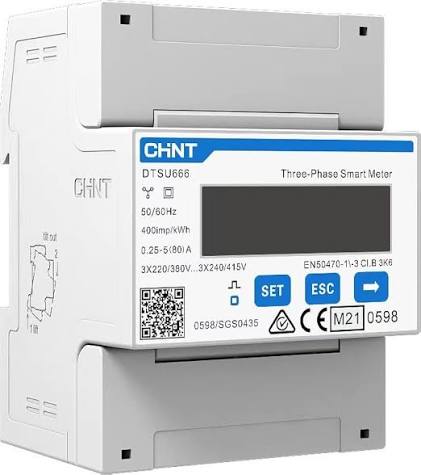 CHINT DTSU666 DIN-Rail Three Phase Energy Meter 3×230/400V 5(80)A Digital kWh Meter Cat. #195291
