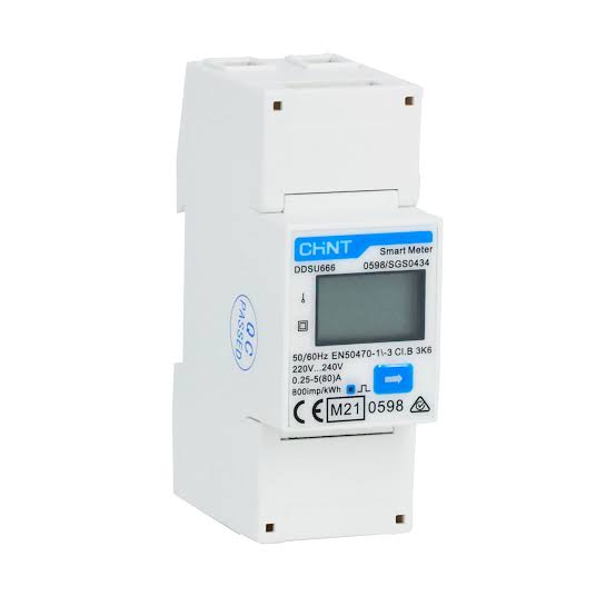 CHINT DDSU666 DIN-Rail Single Phase Energy Meter 230V 5(80)A 2-Module Digital kWh Meter Cat. #195290