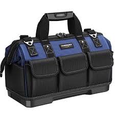 WINHUNT Heavy-Duty Electrician Tool Bag – Wide Mouth Opening, Waterproof Oxford Fabric, Multiple Pockets, Adjustable Shoulder Strap, Includes Organiser Tray