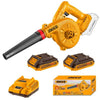 Ingco blower specifications: 600W max, brushless motor, three speeds, 2.8 m³/min and 72 m/s