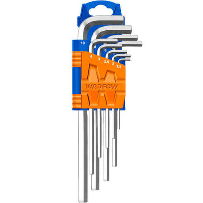 Wadfow 9-piece long-arm hex key set in storage holder