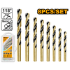 Ingco 8-Piece HSS Twist Drill Bit Set AKDB0801 – DIN 338, 118° Point Angle, Sizes: 2, 3, 3, 4, 4, 5, 6, 8 mm, for Metal, Wood & Plastic