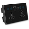 WiFi Smart Double Socket, 3-Hole Multi-Functional Plug + USB + Type-C, Black, 147