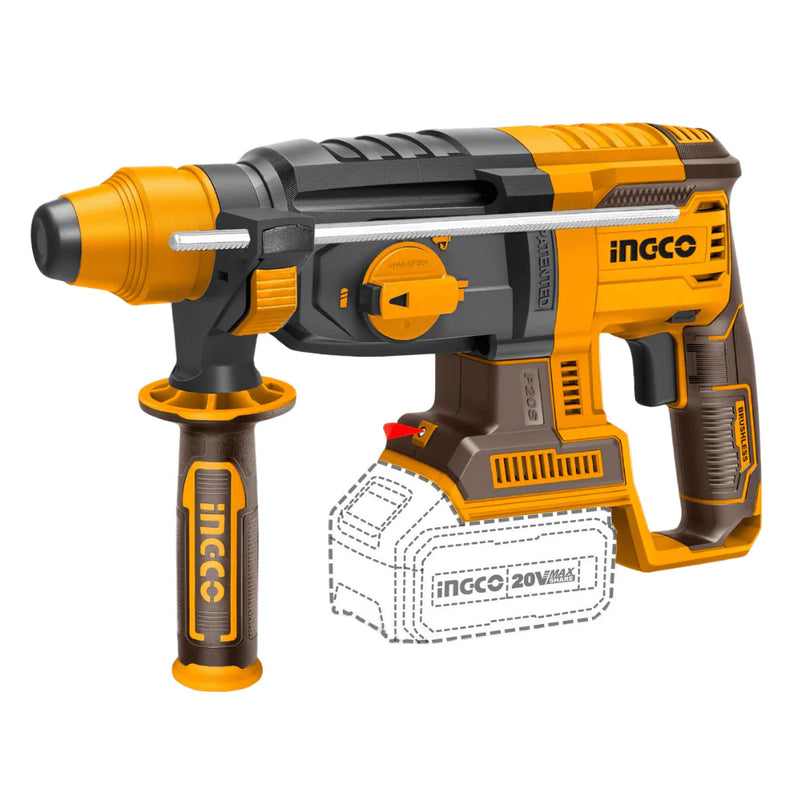 INGCO Cordless Rotary Hammer Drill 20V 26mm SDS-Plus 2 Batteries – CRH-20V-26MM-2B