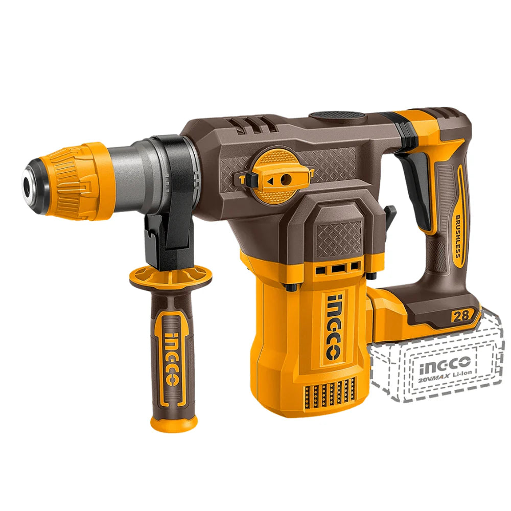 INGCO Cordless Rotary Hammer Drill 20V 28mm CRHLI20286 – CRH-ING-20V-28MM