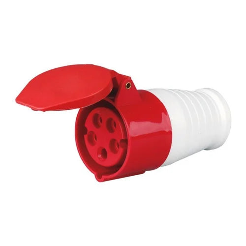 16A 5-Pin Straight Industrial Female Socket | IP44 | 3P+N+E | Inline Power Connector