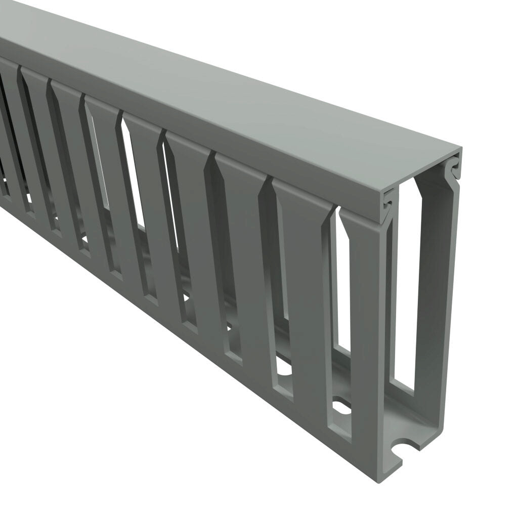 Grey Slotted Trunking 35×35 mm – 2 Meters per Piece | Professional PVC Wire Duct