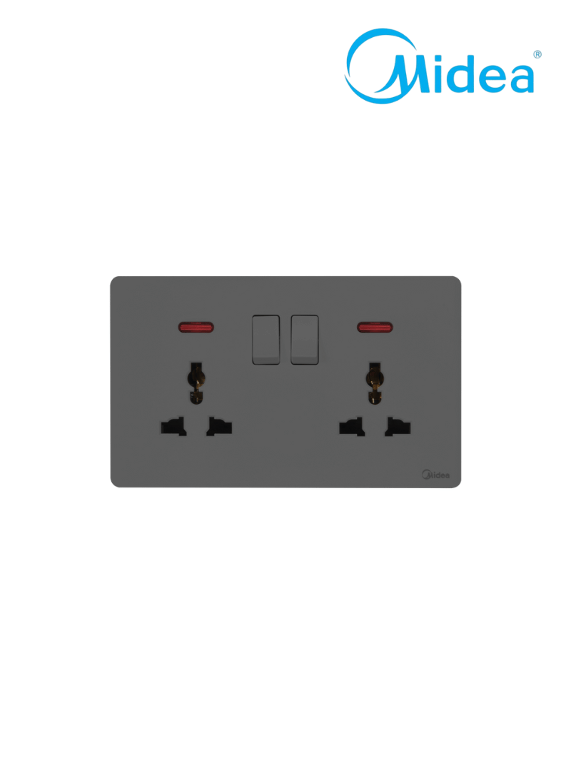 Midea Grey 16A Multi Double Socket 250V