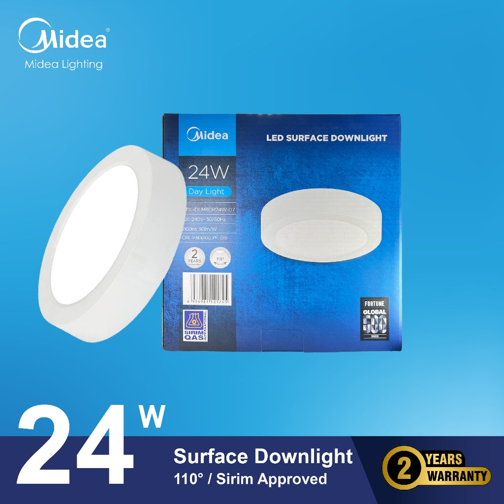 Midea LED Panel Light Surface Mount, 24W, 2000LM, 220–240V, 6500K