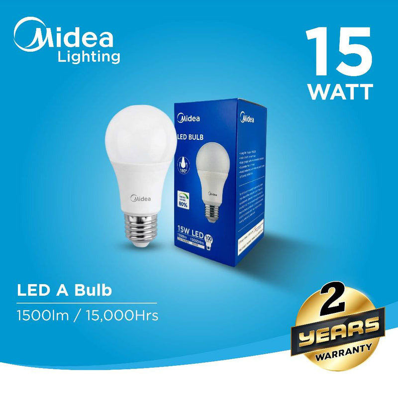 Midea LED Bulb, 15W, 1500lm, 220–240V~50/60Hz, 6500K, B22 Base