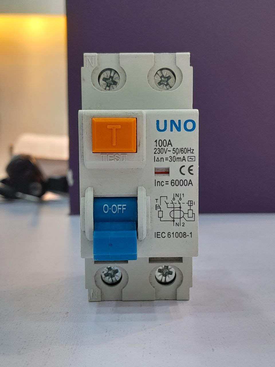 UNO 2-Pole RCCB 100A 30mA AC Type 230/400V 50/60Hz DIN-Rail IEC/EN 61008 Compliant