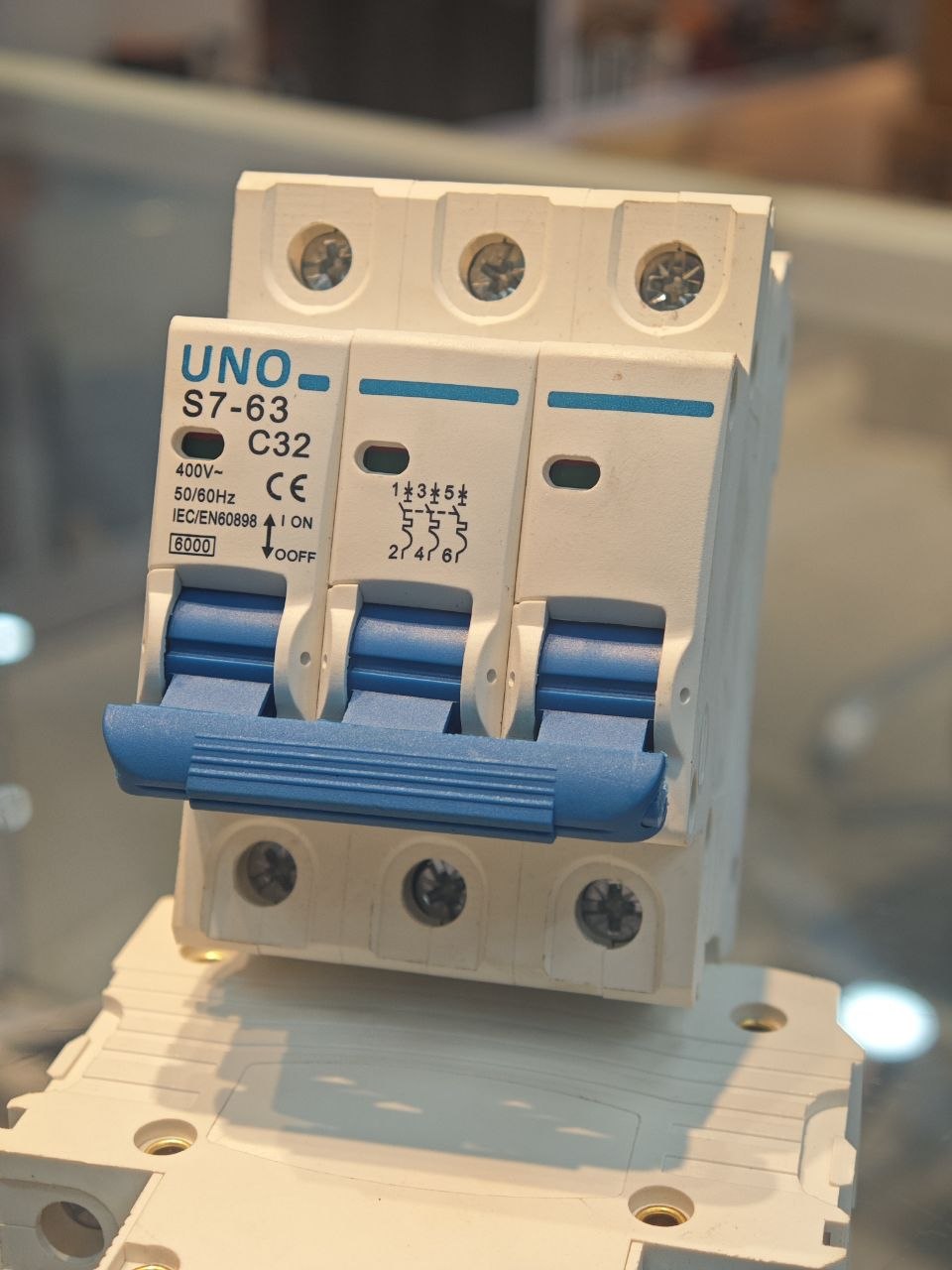 UNO 3-Pole 63A C-Curve Miniature Circuit Breaker (MCB) 6kA Three-Phase DIN-Rail