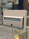 UNO 12-Way Single Phase Consumer Unit Distribution Board | 100A Isolator | Pre-fitted MCBs | Metal Enclosure