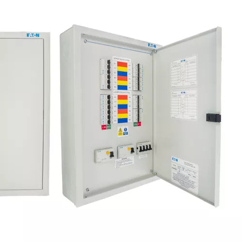 Eaton 4-Way Three Phase Distribution Board – Complete with 125/100A Moeller Disconnect Switch & Eaton 1P MCBs
