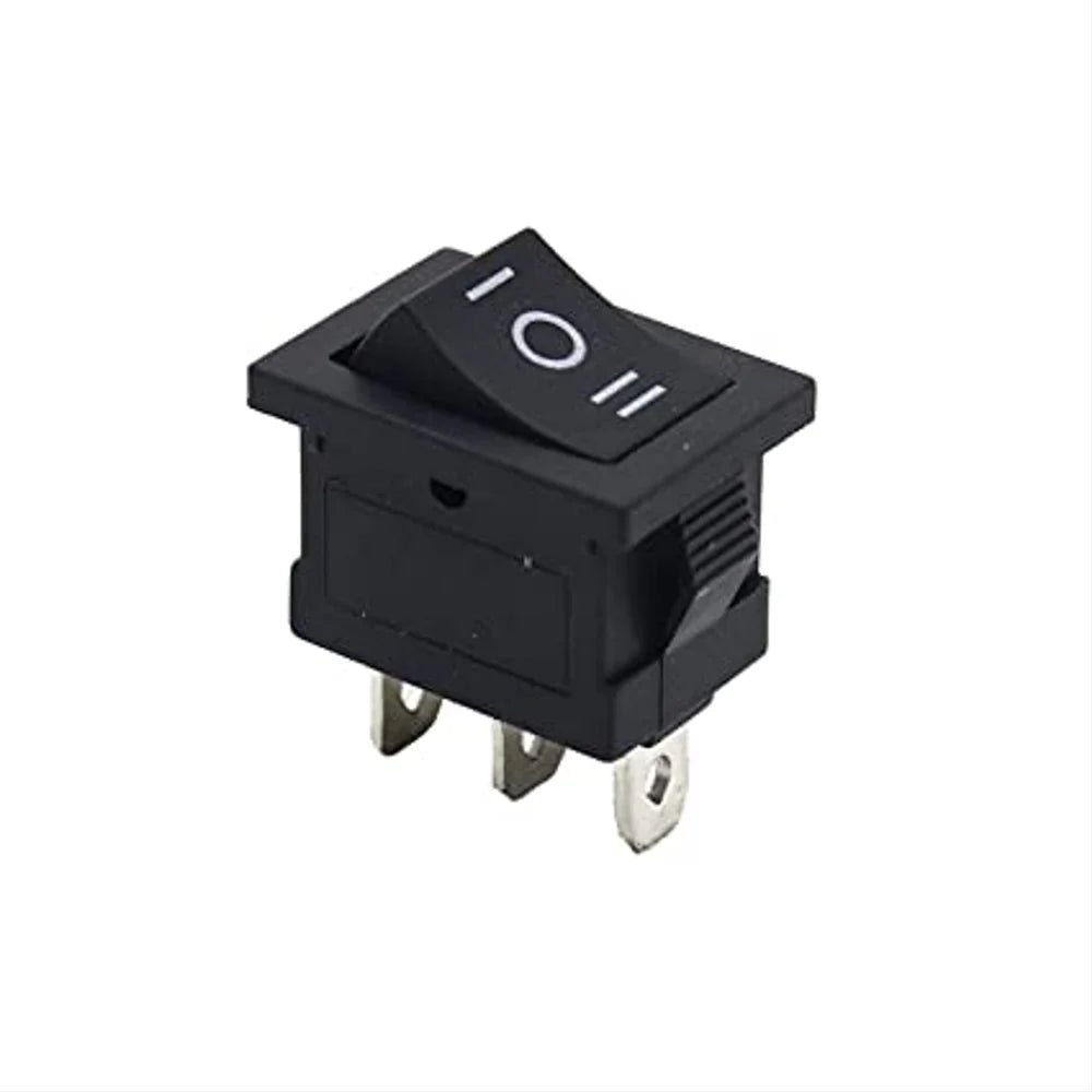 Sub-Miniature 3-Pin SPDT ON-OFF-ON Rocker Switch, Snap-in Panel Mount, AC 6A/125V 3A/250V