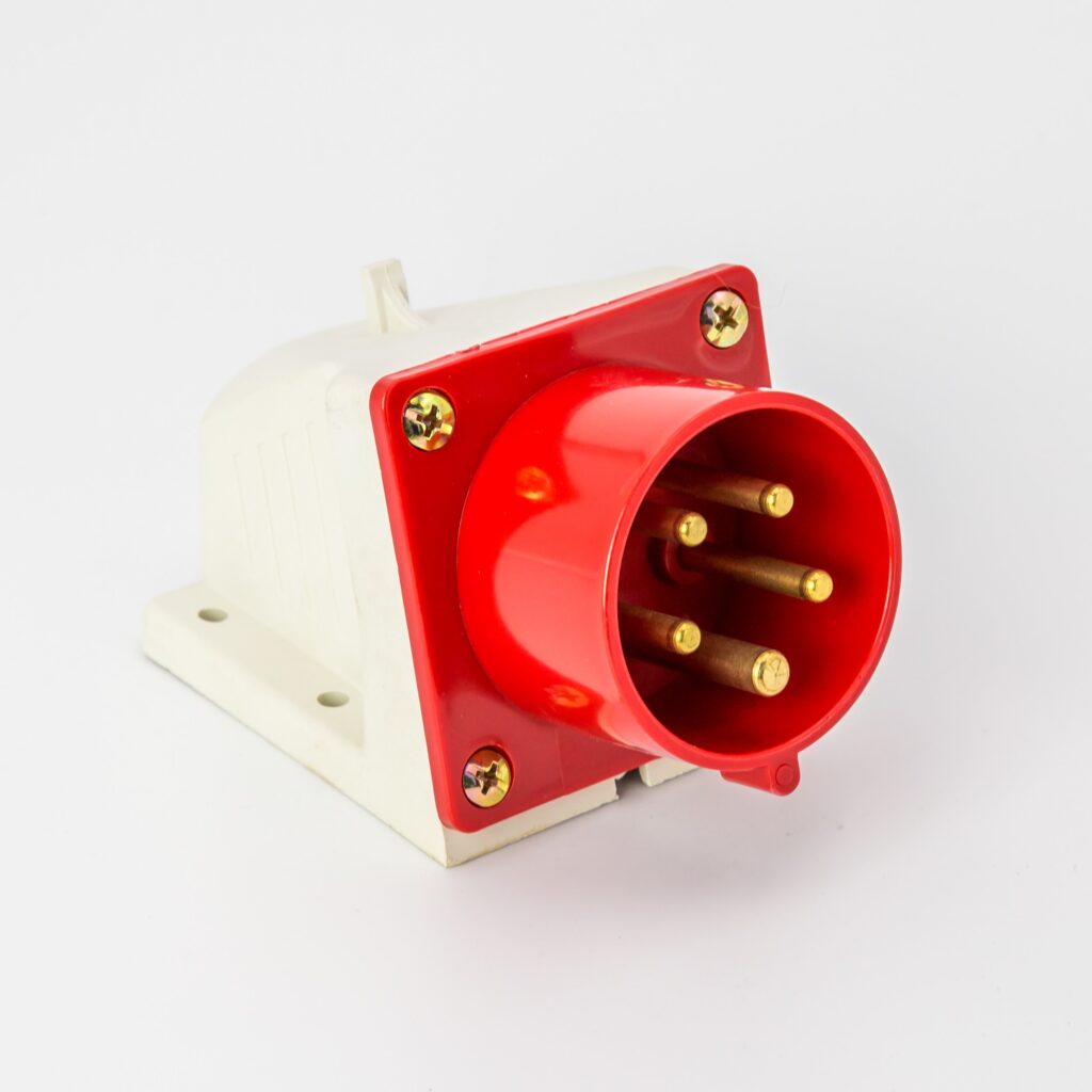 16A 5-Pin Wall Mount Industrial Male Plug | IP44 | 3P+N+E | Fixed Power Inlet