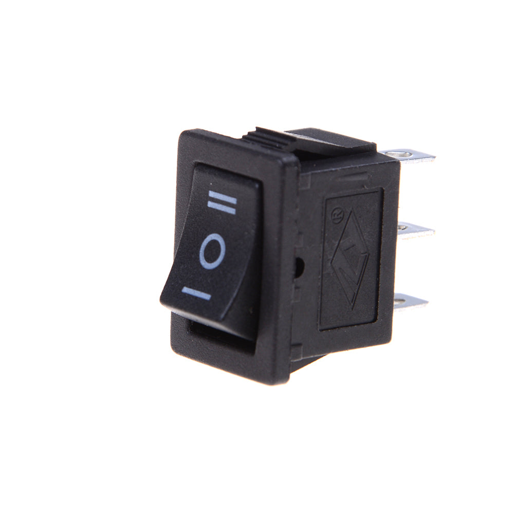 Sub-Miniature 3-Pin SPDT ON-OFF-ON Rocker Switch, Snap-in Panel Mount, AC 6A/125V 3A/250V
