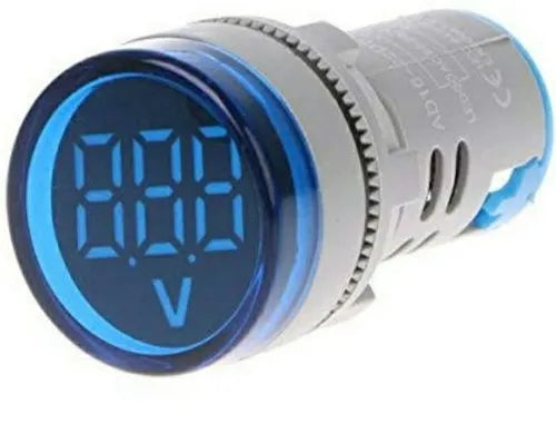 UNO Blue Indicator Light with Digital Voltage Display – 24VDC, 22mm