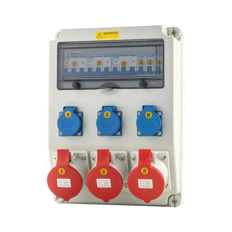 H334317 Waterproof Industrial Socket Distribution Box 2×32A 3-Pin + 1×16A 3-Pin + 1×32A 4-Pin + 2×32A 5-Pin