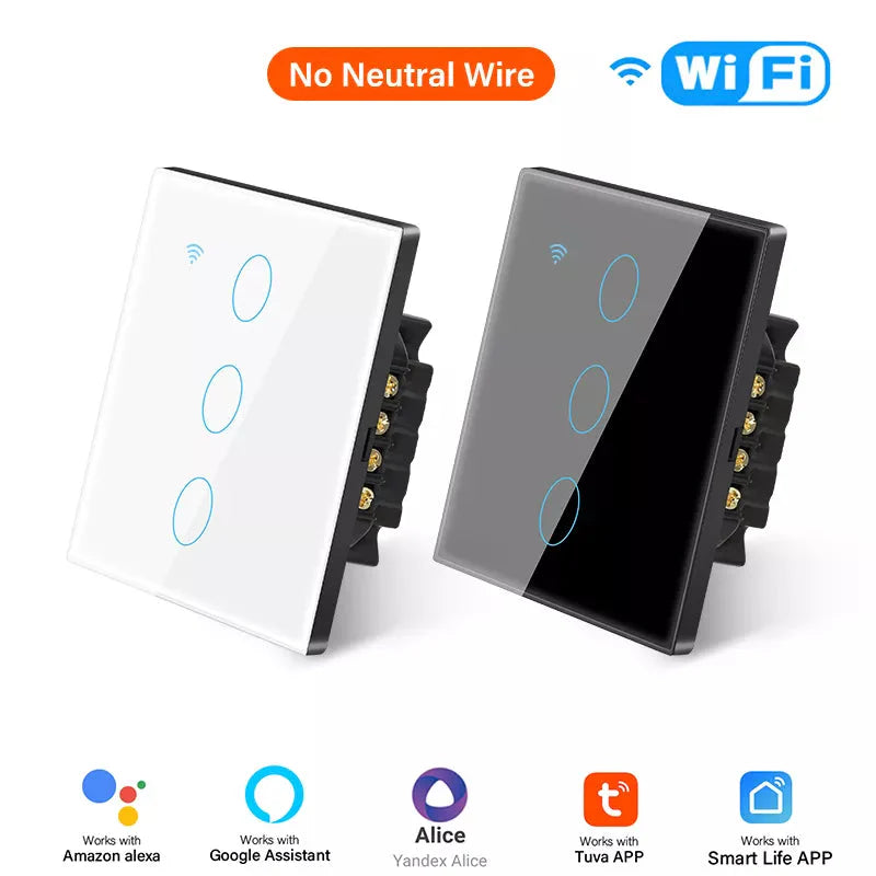 ZS-TYC3-SFM-31W-B, WiFi Smart Switch, 3 Gang, Black