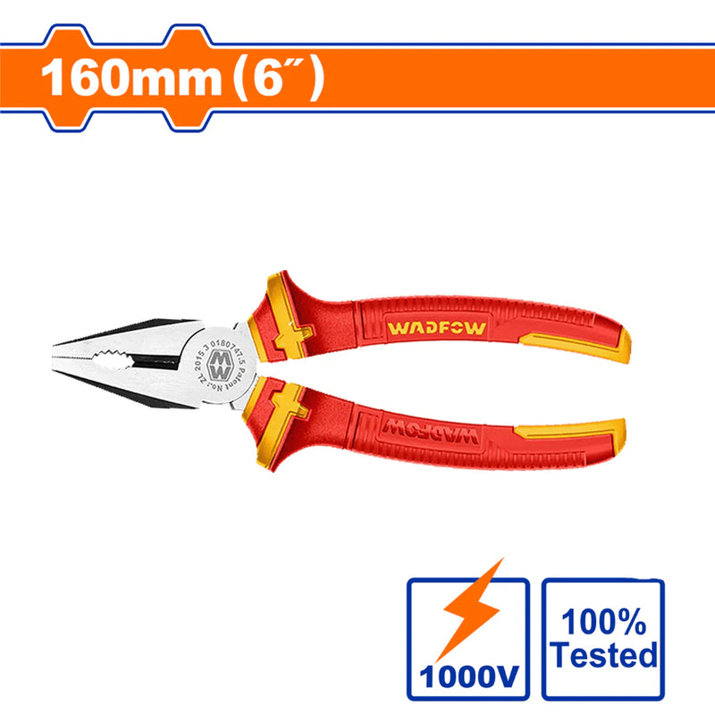 Wadfow WPL1936 Insulated Combination Pliers 6" Heavy-Duty Cr-V Steel VDE-Style P6C36