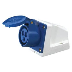 3-Pin 32A Wall Mount Industrial Socket – IP44 Rated | Surface-Mount Splash-Proof Socket