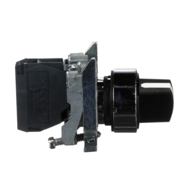 3 Position Spring Return Selector Switch – XB4-BD33, Momentary Type, 22mm, Metal Bezel, Black Handle